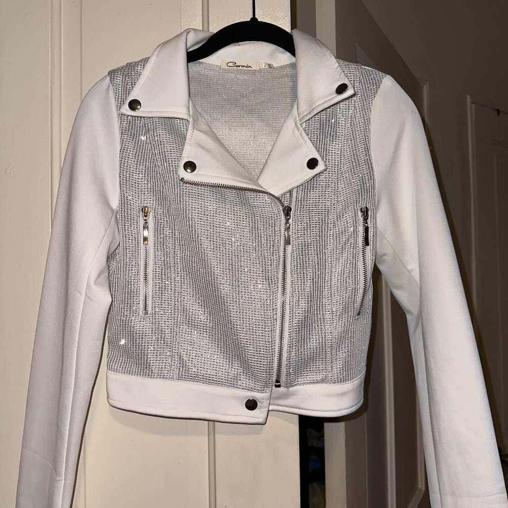 White Bling Moto Jacket